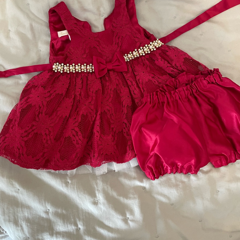 Red baby Christmas dress, in like new condition, worn for a few hours